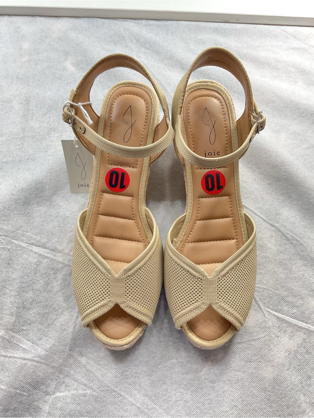 Joie Natural Knit Open-Toe Espadrille Wedge Sandals Ankle Strap Bohemian Coastal